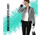 Women Black Strip Style Jacket